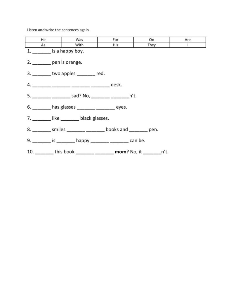 Free Vocabulary Writing Worksheet 2 Page 3