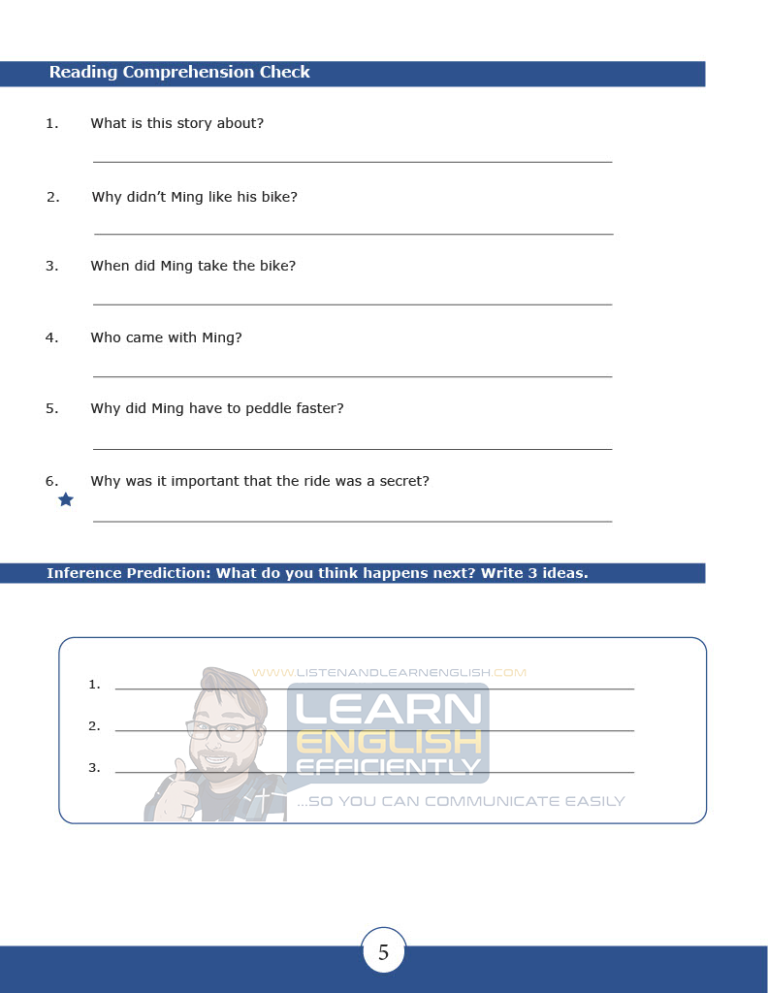 Reading Comprehension Level 1 Lesson 1 Story Questions – Listen and ...